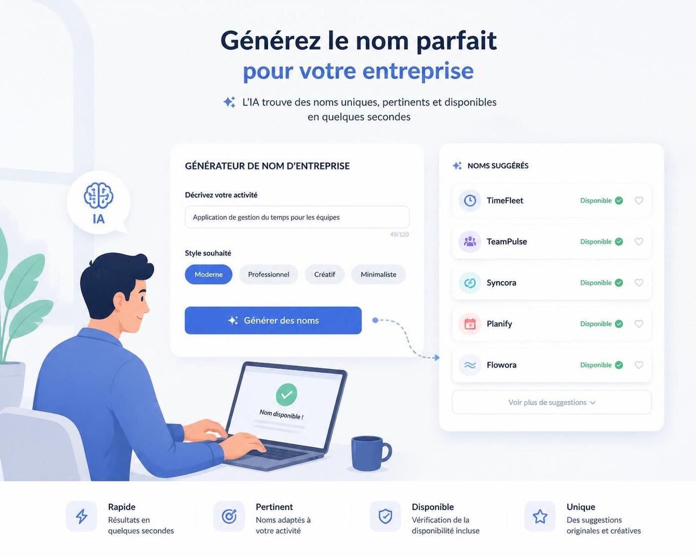 découvrez comment un générateur de nom de société peut vous aider à trouver un nom d’entreprise efficace, original et adapté à votre activité pour démarquer votre projet.