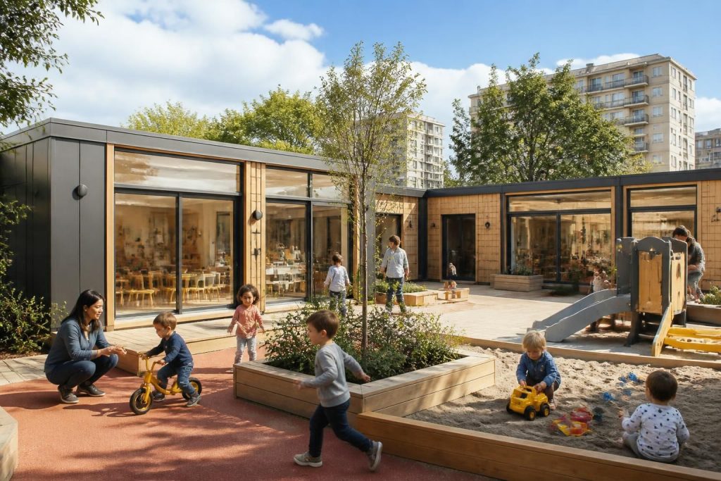 découvrez comment la crèche préfabriquée offre une solution rapide et efficace pour répondre à la demande croissante des familles en matière de garde d'enfants.