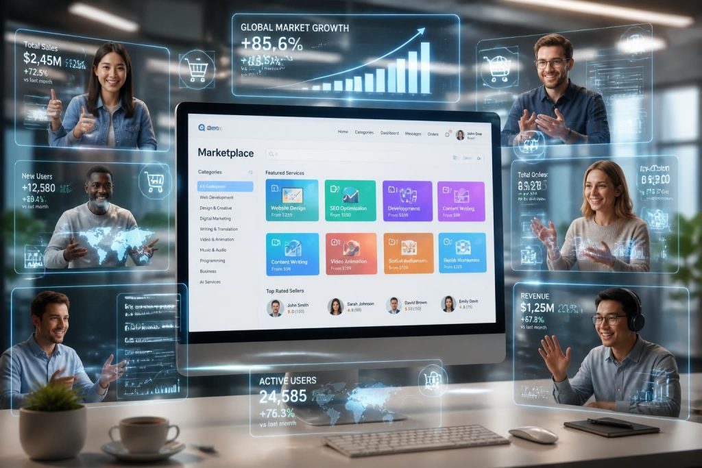 découvrez comment le modèle marketplace transforme la croissance des entreprises digitales en optimisant les interactions, élargissant les marchés et accélérant l'innovation.